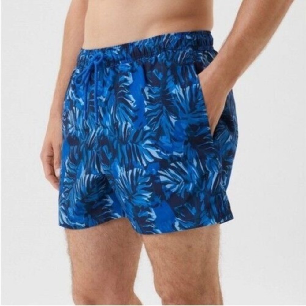 Speedo Board Shorts Swim Trunks Men's XL Blue Mesh Lined Abstract Beach Nylon